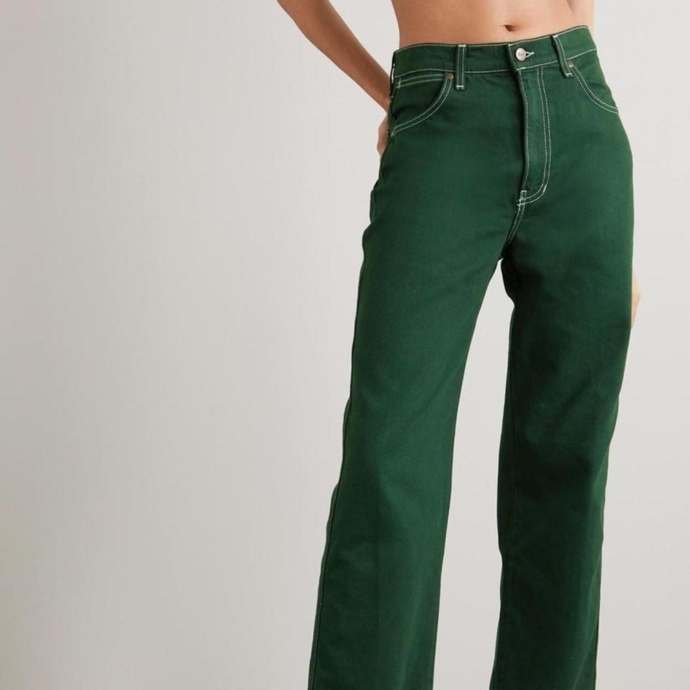 Reformation Green Cowboy High Rise Straight Organic Cotton Jeans size 25 - Picture 2 of 9